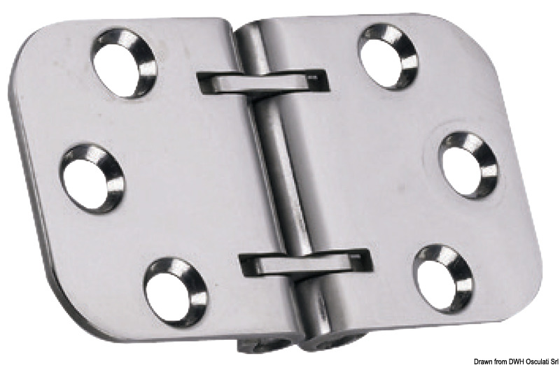 In acciaio inox lucidate a specchio, completamente a filo per ribaltine tavoli. Munite di blocchetto centrale microfuso.