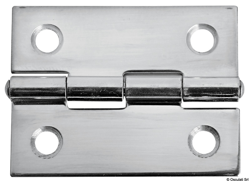 Cerniere rettangolari in acciaio inox lucidate a specchio.