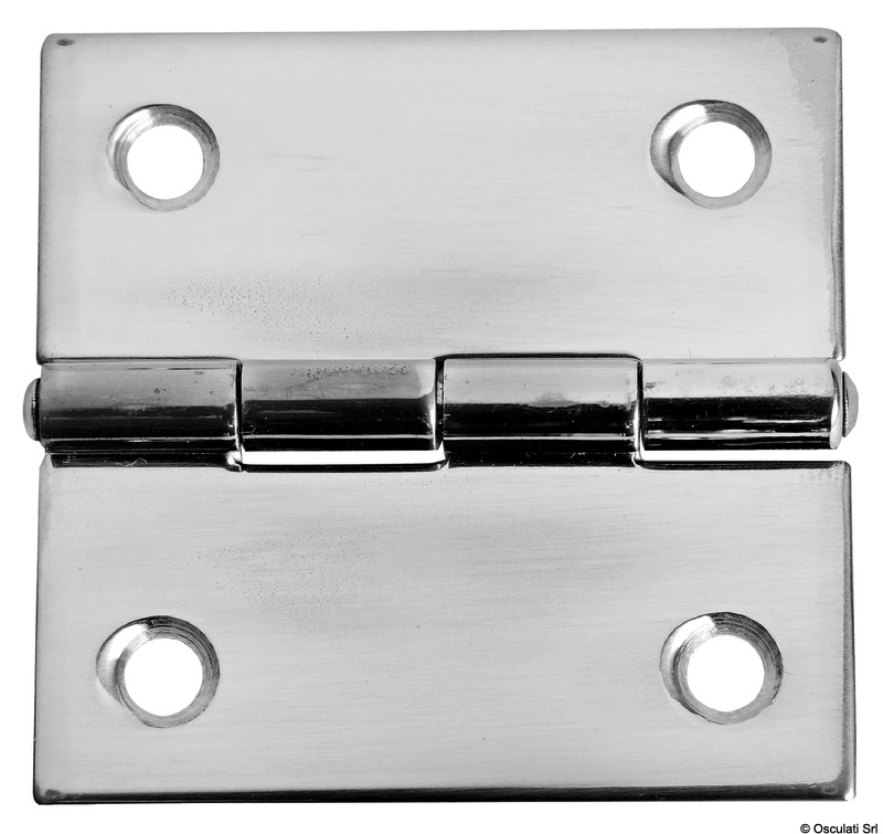 Cerniere rettangolari in acciaio inox lucidate a specchio.