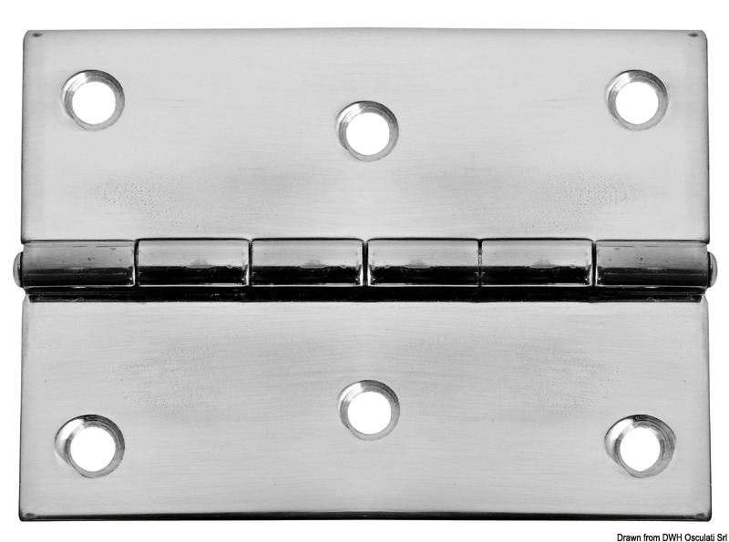 Cerniere rettangolari in acciaio inox lucidate a specchio.