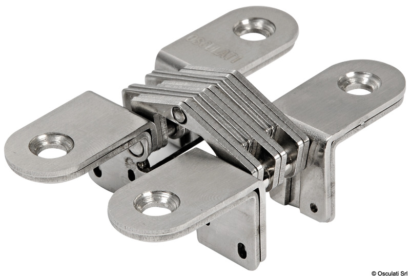 Cerniere per porte ad incasso apertura 180°. Finitura satinata.