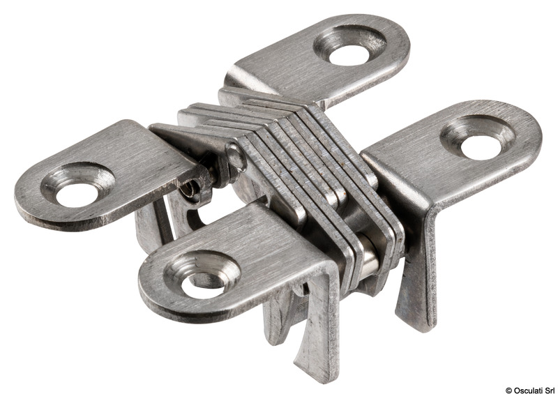 Cerniere per porte ad incasso apertura 180°. Finitura satinata.