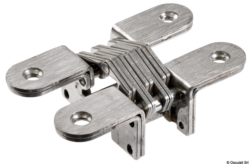 Cerniere per porte ad incasso apertura 180°. Finitura satinata.