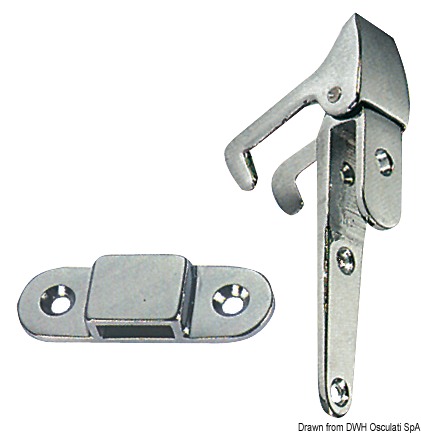 In ottone cromato. Tipo con sicurezza a scatto per bloccare la scaletta, con molla in acciaio inox.