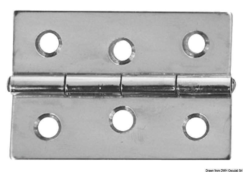 Cerniere rettangolari in acciaio inox lucidate a specchio.