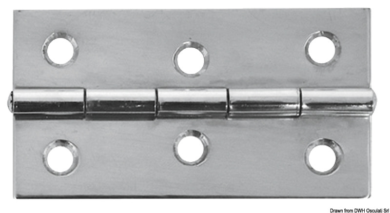 Cerniere rettangolari in acciaio inox lucidate a specchio.