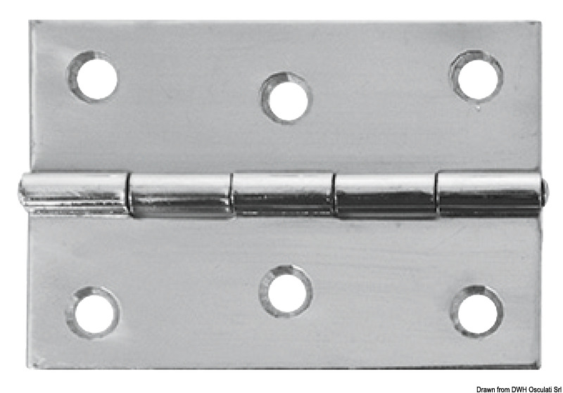 Cerniere rettangolari in acciaio inox lucidate a specchio.