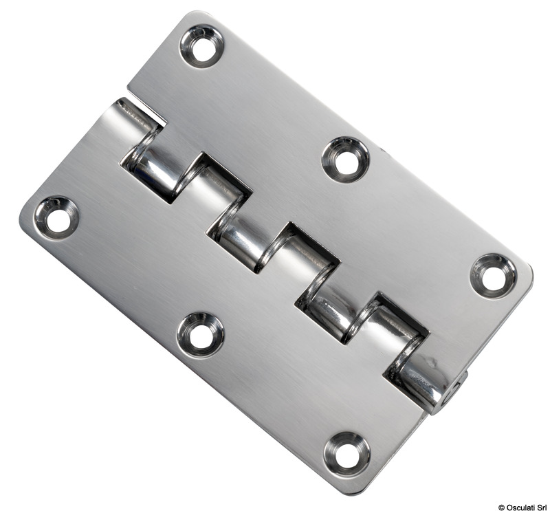 Coppia torcente costante 55 kg/cm ± 15%.Esempio: 2 cerniere possono reggere un portello pesante 3.8 kg e profondo 40 cm.Costruita in acciaio inox AISi 316.