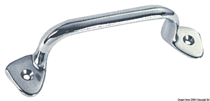 In ottone cromato, linea raccolta e comoda, fissaggio con due viti.