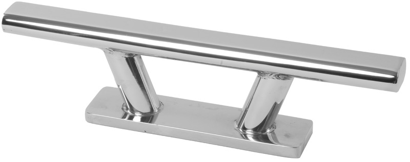 In acciaio inox AISI 316 lucidato a specchio, fissaggio con 2 prigionieri.