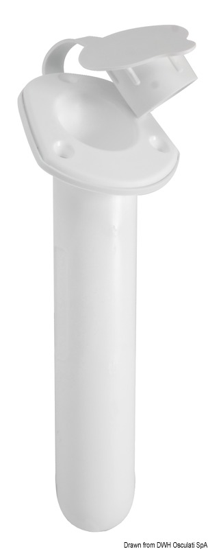In polipropilene bianco con spina fermacanne sul fondo, flangia 83x105 mm.