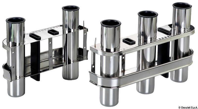 Completamente in acciaio inox lucidato a specchio con boccole in plastica proteggi-canne.