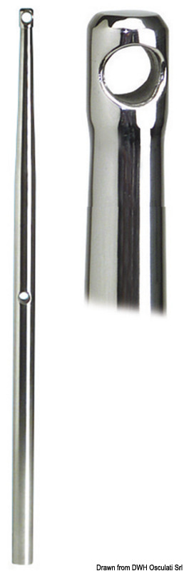 In acciaio inox AISI 316 lucidati a specchio, Ø 25 mm, testina in acciaio inox, foro centrale con tubetto in acciaio inox.