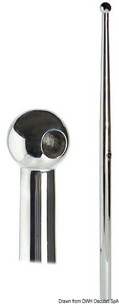 In acciaio inox AISI 316 lucidati a specchio, Ø 25 mm, testina in acciaio inox, foro centrale con tubetto in acciaio inox.