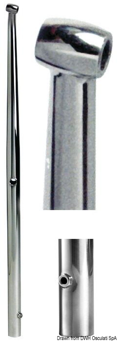 In acciaio inox AISI 316 lucidato a specchio. Si fissa alla base tramite una vite che permette al candeliere di ruotare sulla base per un perfetto allineamento con il trincarino.