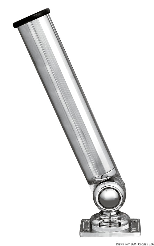 In ottone cromato, inclinazione regolabile snodabile in diverse posizioni sia verticale che orizzontale. Completo di guarnizione per la canna.