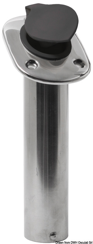 In acciaio inox lucidato a specchio, munito di boccola di protezione in PVC per la canna.