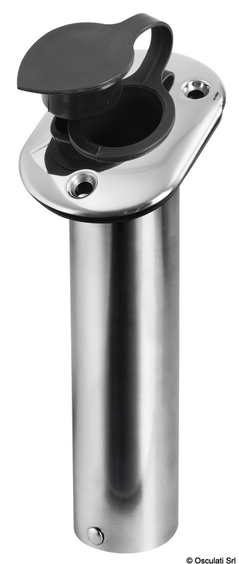 In acciaio inox lucidato a specchio, munito di boccola di protezione in PVC per la canna.
