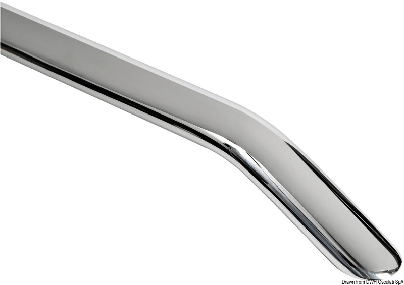 In acciaio inox AISI 316 lucidato a specchio, con sezione ellittica.