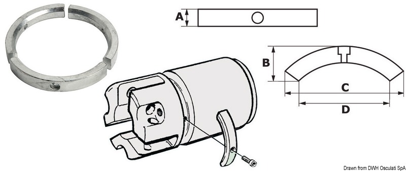Kit 3 magnesium anodes f.SailDrive 3-blade propel.