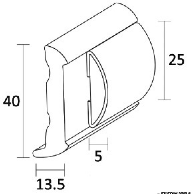 Profilo in acciaio inox AISI 316 riempito in PVC DURALENE. Si può applicare sia su base Standard che su base Slim. Barre da 3 m, da giuntare sempre con il suo coprigiunta.Vantaggi:- si può piegare facilmente;- leggero;- alta resistenza agli urti.