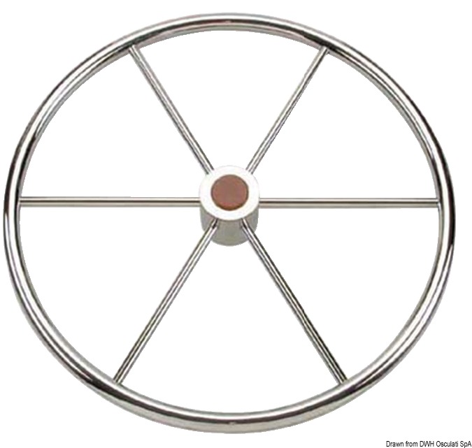 Per barche a vela. Sono privi di svaso, con mozzo centrale (conicità 17-19 mm) ricavato dal pieno inox. Compatibile con Ultraflex, Tx, Teleflex, Mancini ecc.