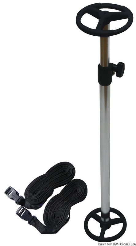 Fabbricato con tubo di alluminio Ø 22/25 mm. Provvisto di appoggi sopra e sotto tipo Wheels per una grande stabilità. Completo di 20 m di cinghie di fissaggio regolabili e con fibbie a scatto.