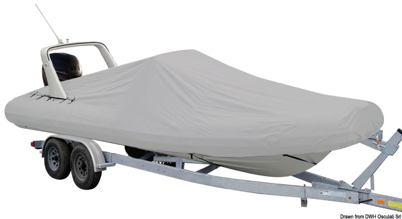 Completo di apertura per un eventuale Roll bar.Tessuto ATLAS da 280 g/m2 impermeabile, traspirante ed UV resistente. Può essere usato per traino su carrello stradale.Fissaggio con chiusura a strappo e zip. Dotato di due Cam Cleat per tendere il telone con semplicità.