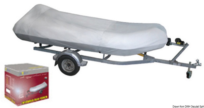 Adatto per gommoni punta tonda/quadrata. Progettato per coprire completamente anche il motore fuoribordo. Tessuto ATLAS da 280 g/m2 impermeabile, traspirante ed UV resistente. Può essere usato per traino su carrello stradale.