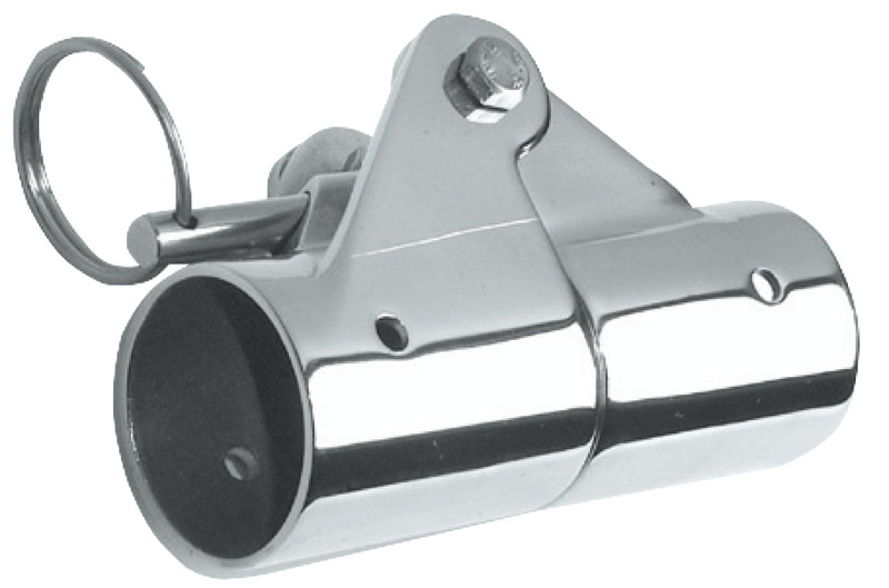 In acciaio inox AISI 316 lucidato a specchio, con spina di fermo.