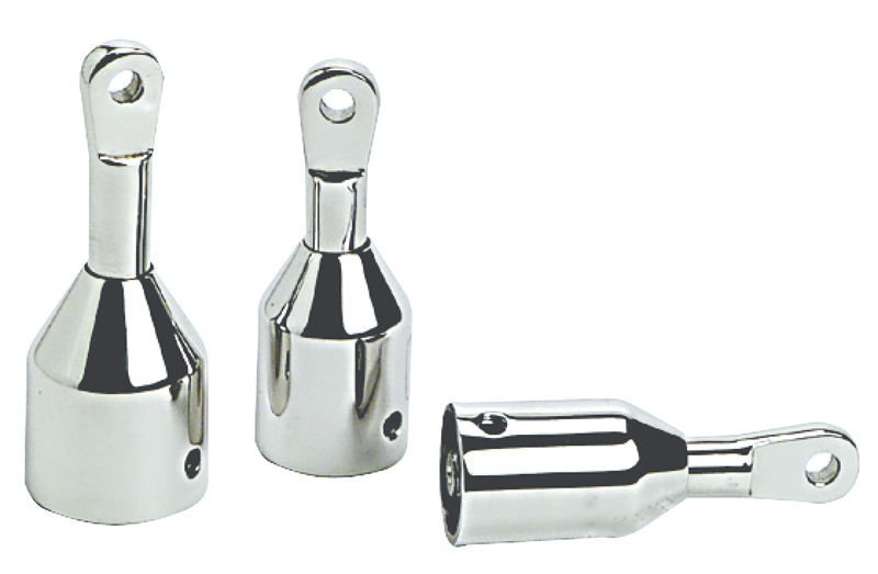 Per tubi capottine con occhio regolabile e con escursione di 15 mm. Permettono di tesare perfettamente il tendalino. Fabbricati in acciaio; inox AISI 316 lucidato a specchio.