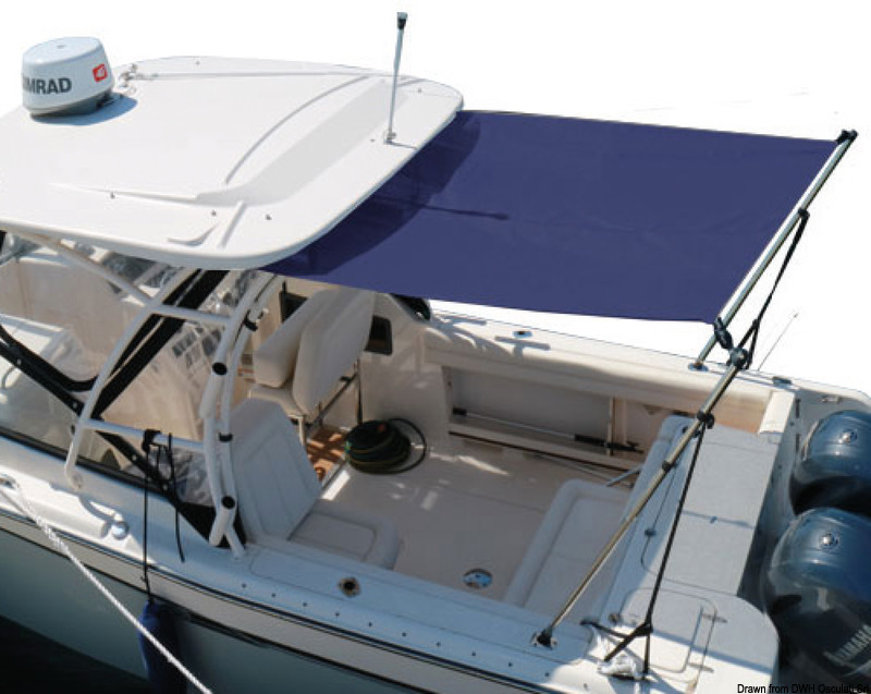 Bracci telescopici in acciaio inox (1,3/2 m) da inserire nei portacanne. Altezza regolabile. Possibilità di piegarlo se non utilizzato.Utilizzabile aperto fino a velocità 20 nodi. Tessuto ATLAS da 310 gr/m2 impermeabile e UV resistente e traspirante.