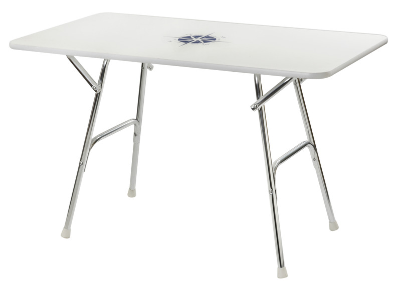 Struttura tubo alluminio anodizzato Ø 25 mm. Ripiano bianco con decoro, spessore 16 mm.