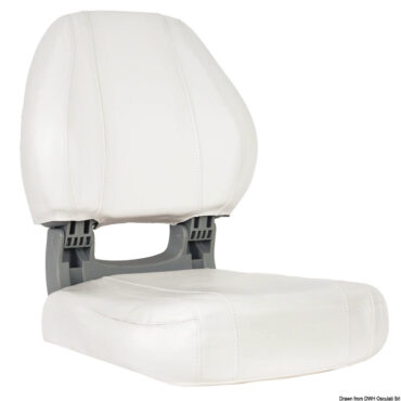 Schienale ribaltabile con blocco.Schiuma interna ad alta densità. Rivestimento UV resistente.Fori di fissaggio inferiori con interasse standard.