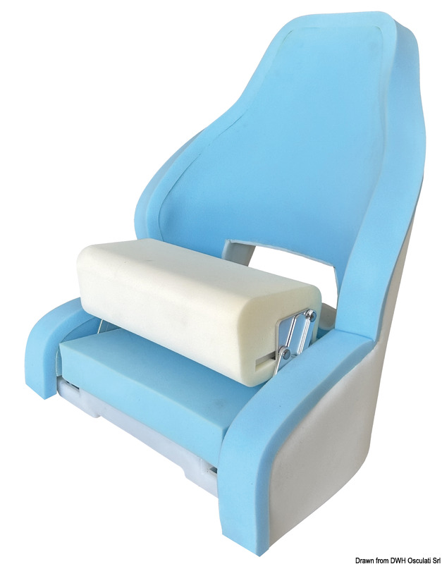 Anima in plastica stampata a rotazionale; imbottitura di schiuma espansa ad alta densità; foro su parte lombare.Rivestimento in morbido vinile impreziosito da una trama centrale a punti diamantati con doppie cuciture di colore beige.