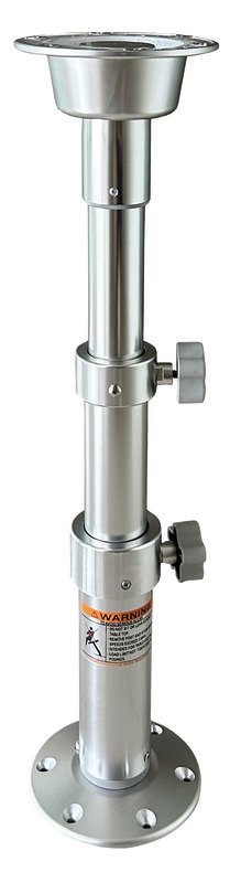 Fabbricate in alluminio anodizzato. La colonna si avvita sulla base con ingegnoso sistema "Thread lock" estremamente stabile. La base si fissa al pagliolo senza incasso, con una sporgenza di soli 20 mm.