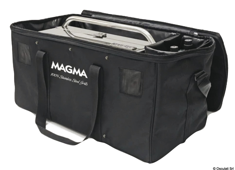 Fabbricati in resistente tessuto poliestere imbottito permettono di conservare e trasportare comodamente i grill MAGMA con tutti i loro accessori.