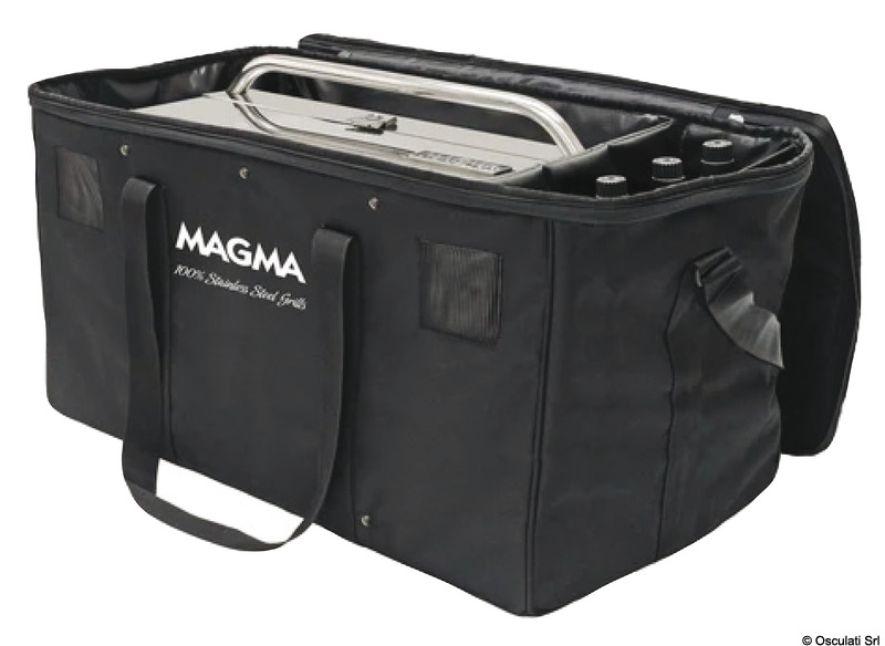 Fabbricati in resistente tessuto poliestere imbottito permettono di conservare e trasportare comodamente i grill MAGMA con tutti i loro accessori.