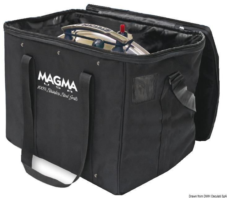 Fabbricati in resistente tessuto poliestere imbottito permettono di conservare e trasportare comodamente i grill MAGMA con tutti i loro accessori.