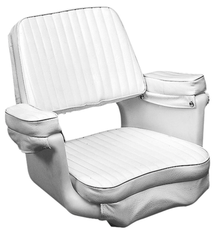 In polietilene bianco completa di cuscini smontabili in skay bianco. E’ particolarmente indicata per flybridge ove, pur rimanendo esposta alle intemperie, non subisce alcun deterioramento. Ha una forma estremamente confortevole. Sulla base é munita di inserti multipli in acciaio inox per essere accoppiata con qualsiasi piede girevole del nostro catalogo. Complete di 8 inserti filettati in ottone per fissaggio colonne e slitte.