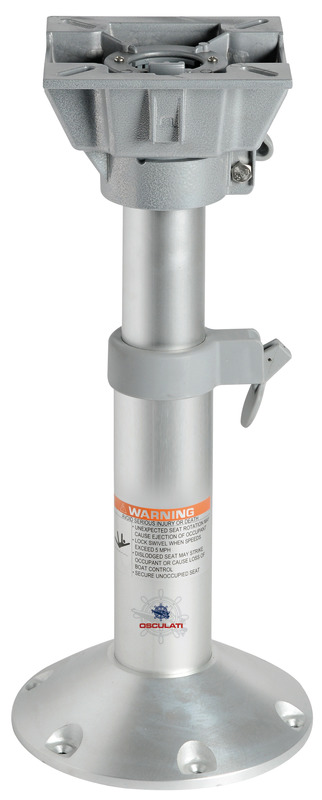 Base e colonna in alluminio anodizzato + supporto sedile girevole in alluminio verniciato grigio.