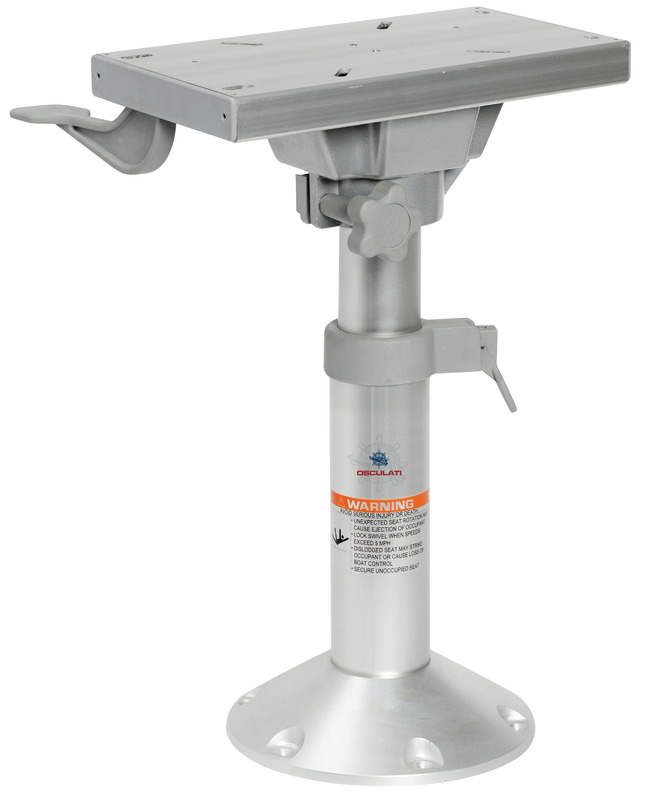 Base e colonna in alluminio anodizzato + supporto sedile con slitta girevole in alluminio anodizzato.