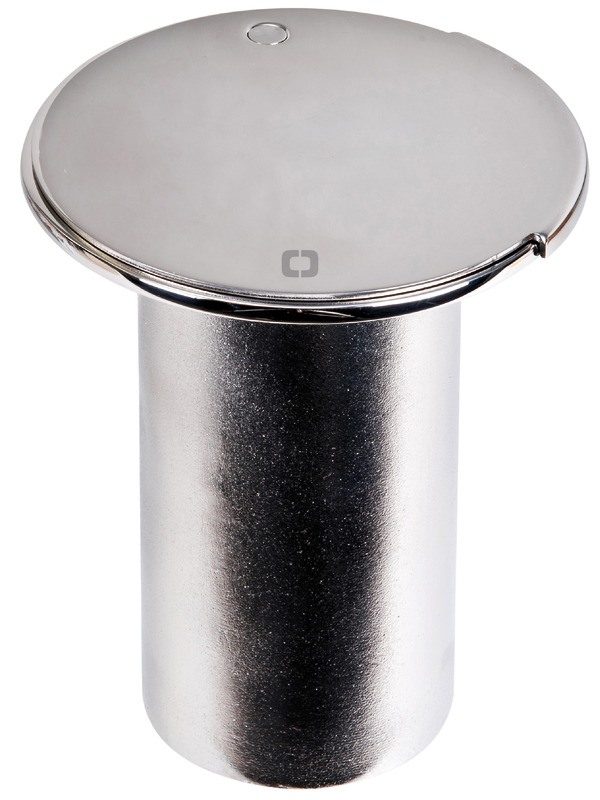 In acciaio inox con chiusura rotante di 180°. Predisposizione drenaggio dell'acqua per tubo Ø 12 mm. La chiusura protegge con discrezione il bicchiere quando non in uso. E' possibile personalizzare la chiusura con logo a richiesta.