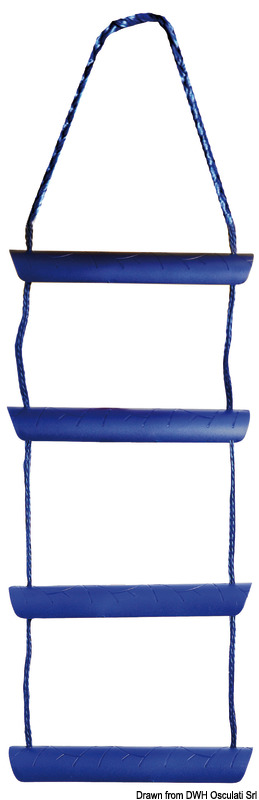 In corda di nylon blu, con gradini in policarbonato.
