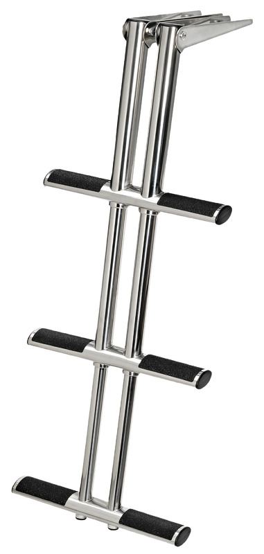 Realizzata in acciaio inox lucidato a specchio.Gradini con rivestimento antisdrucciolo.Particolarmente indicata per sub / sport acquatici.