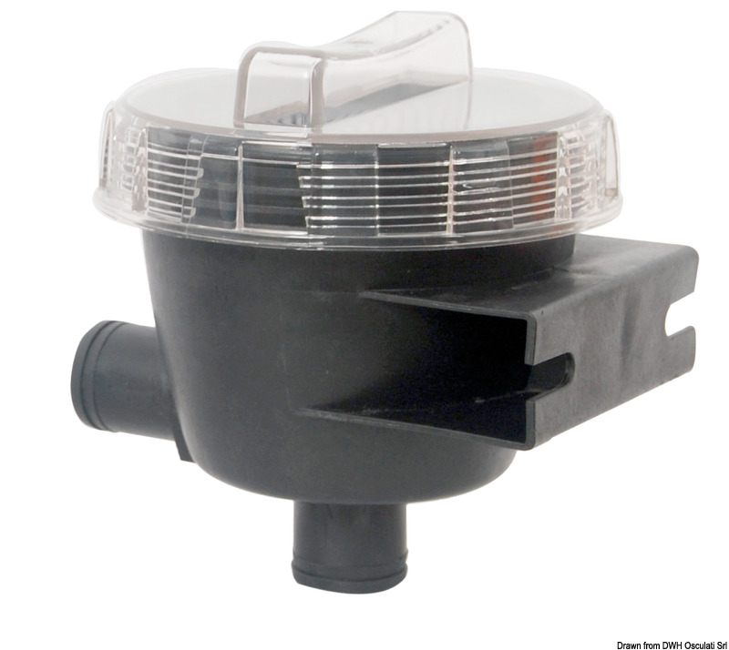 Filtro a carboni attivi per sfiato serbatoio carburante/acque nere.