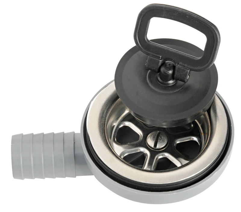 In acciaio inox + moplen. Completa di tappo maniglia.