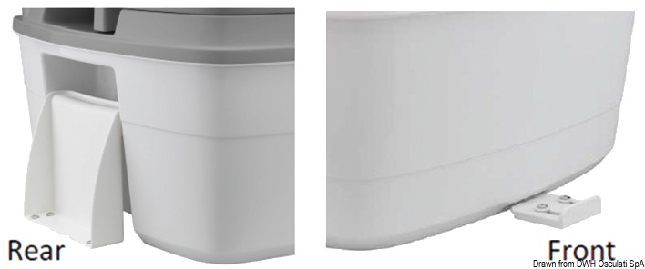Toilette portatile che non necessita di essere connessa ad un impianto, caratterizzata da un design rivoluzionario, elevata qualità dei componenti e funzionalità.La toilette è formata da 2 sezioni: la superiore con l'acqua pulita per lo scarico e quella inferiore con il serbatoio di raccolta.Colore bianco e grigio.