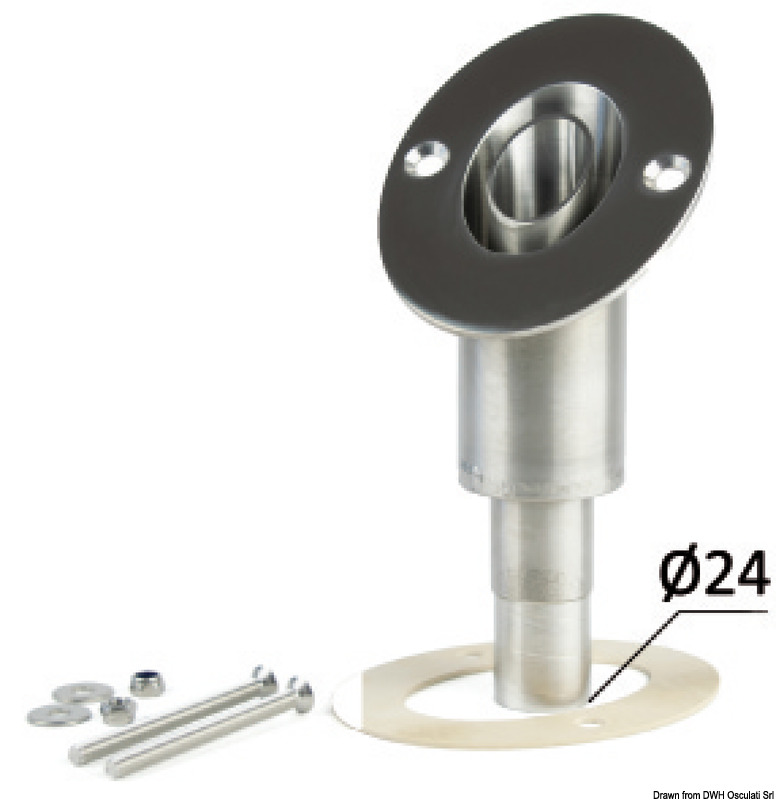 Adattatori di scarico con tubo di aspirazione da 24 mm di diametro.Realizzati in acciaio inossidabile 316.