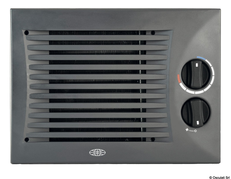 Scambiatori di calore con ventola attiva integrata per riscaldatori a liquido Autoterm Flow. Ricevono l'acqua generata dalla caldaia tipo 50.261.12 - 50.262.12/24 e distribuiscono aria calda. Per le versioni senza interruttore integrato si può collegare un qualsiasi termostato e/o interruttore con una o due velocità (tipo 50.266.30).